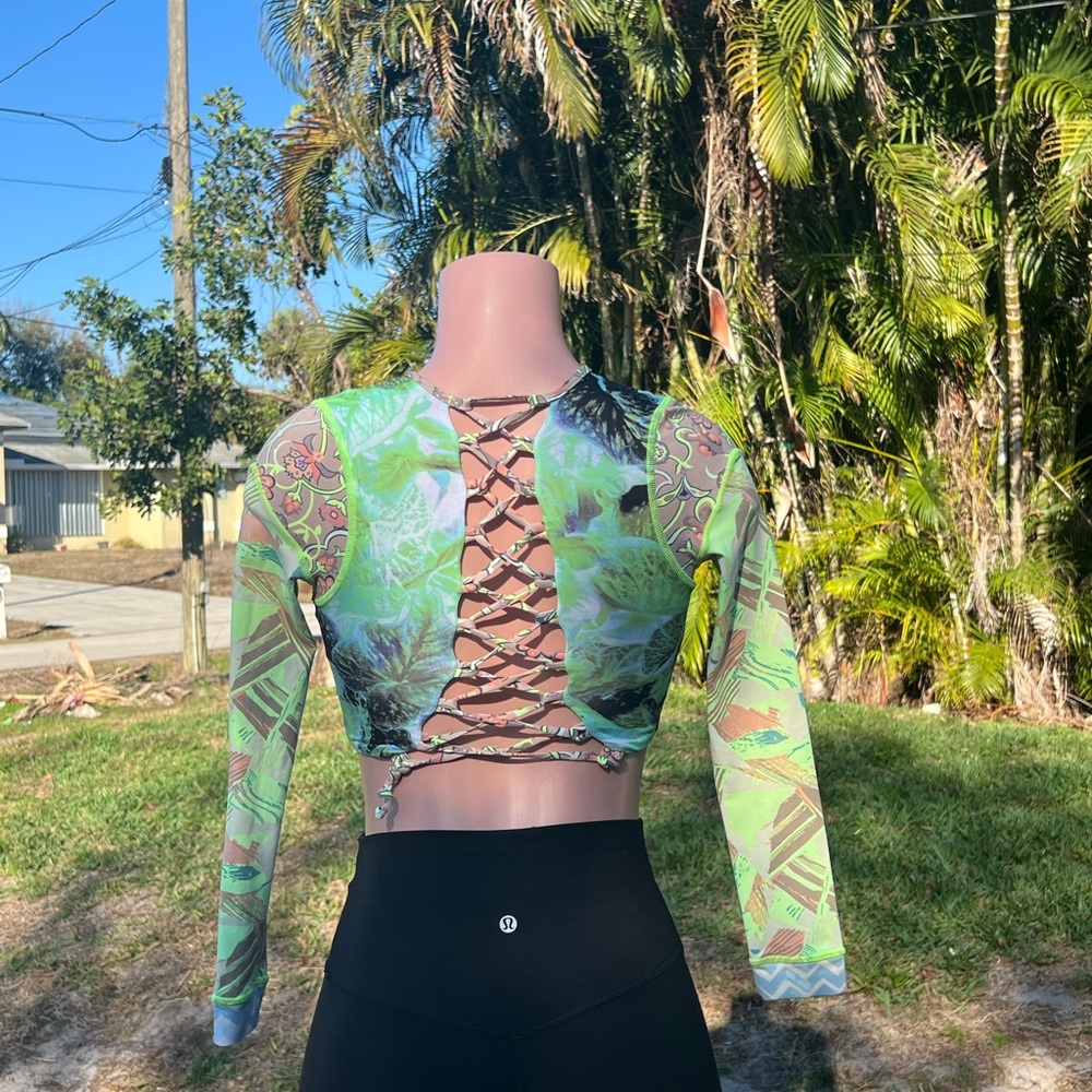 Maaji Multicolor Lace-Up Crop Top